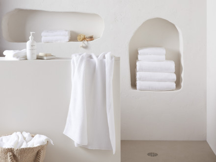 Soft Rib Towels Shown In A Room