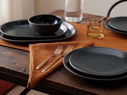 Linen Waffle Tabletop Collection Shown In A Room