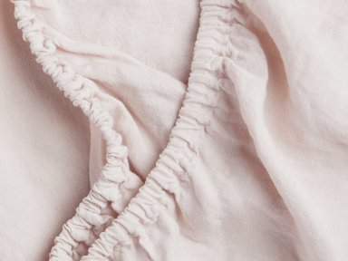 Close Up Of Blush Linen Fitted Sheet