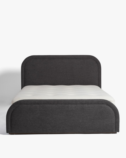Charcoal Linen Cotton Blend Horizon Bed Frame With Footboard