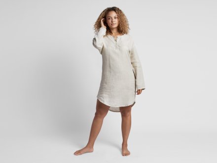 Womens Linen Sleep Shirt Shown In A Room