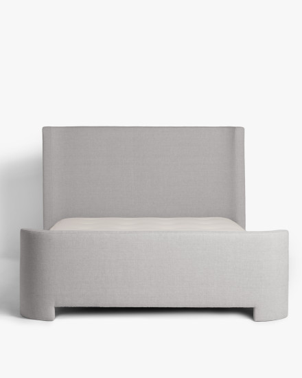 Light Grey Washed Linen Canyon Bed Frame With Footboard
