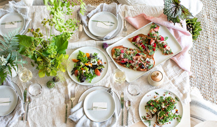 Food on a table. 