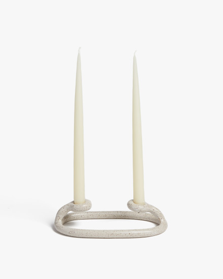 Speckled White Duo Candlestick Holder