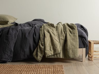 Surplus Linen Box Quilt Shown In A Room