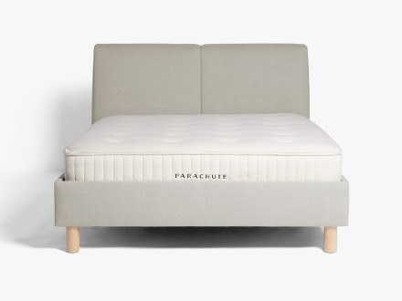 dune-bed-frame oatmeal-linen-cotton-blend. eco comfort mattress