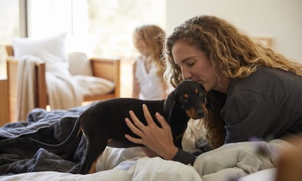 woman kissing a dog 