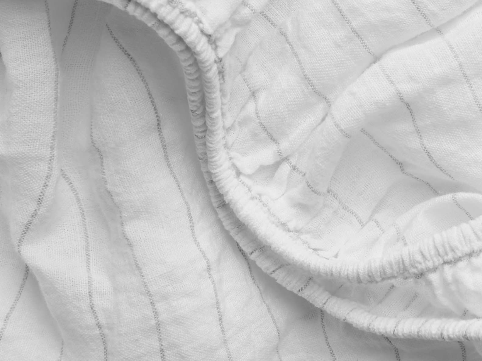 Close Up Of Pinstripe Linen Fitted Sheet