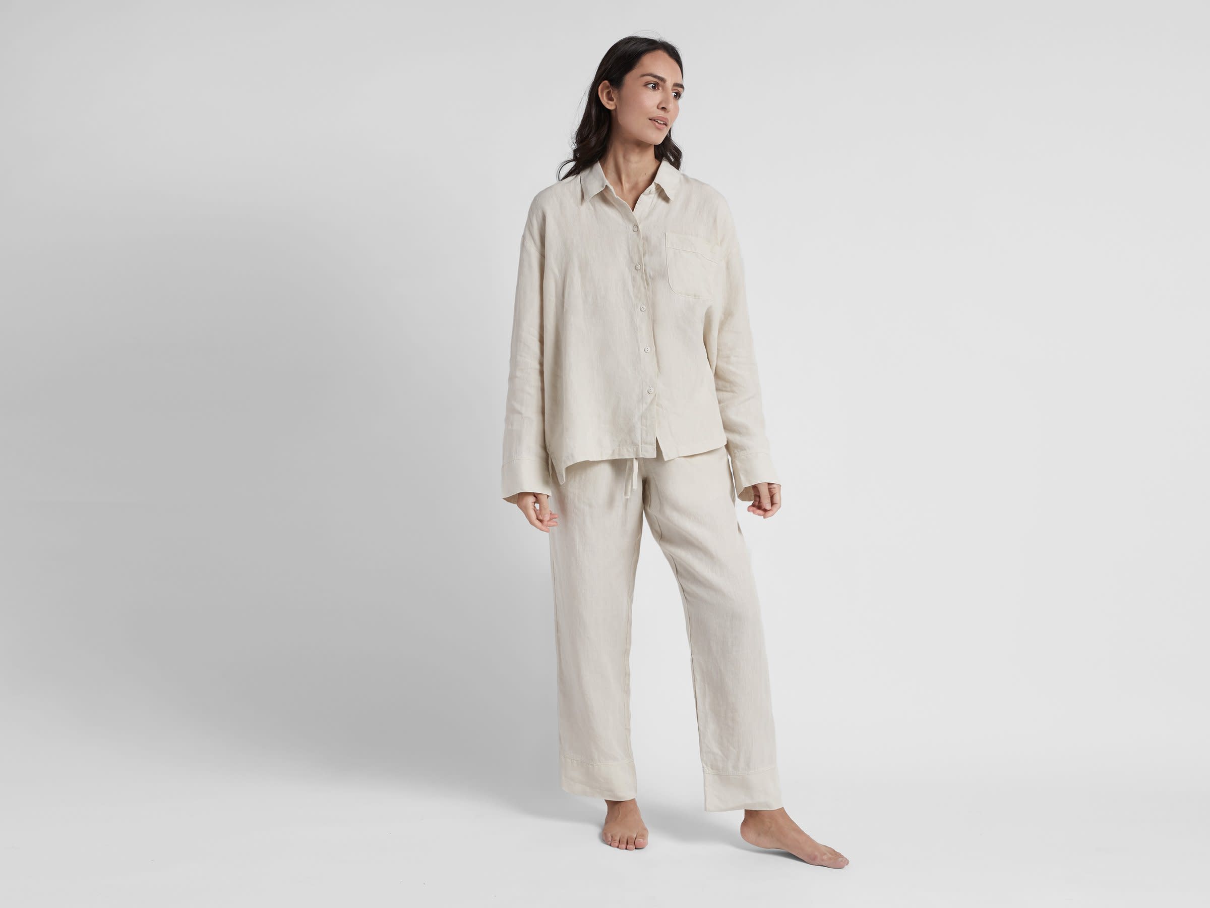 Bone Womens Linen Pant Shown In A Room