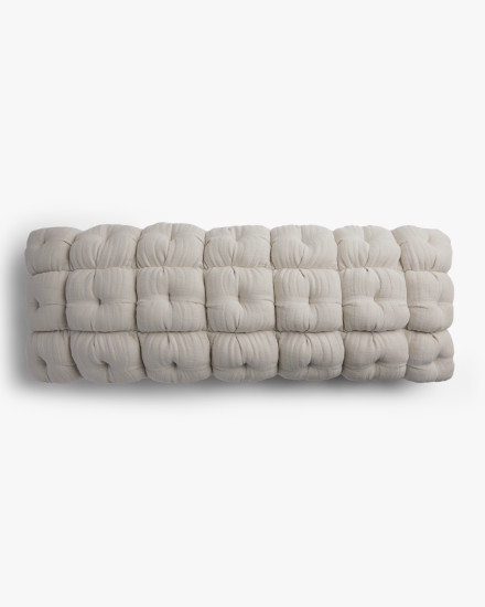 Bone Cloud Linen Puff Lumbar Pillow Cover