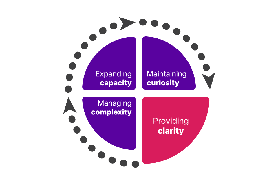 The 4 capabilities shown as 4 sections in a circle. Capability 2 which is providing clarity, is highlighted.