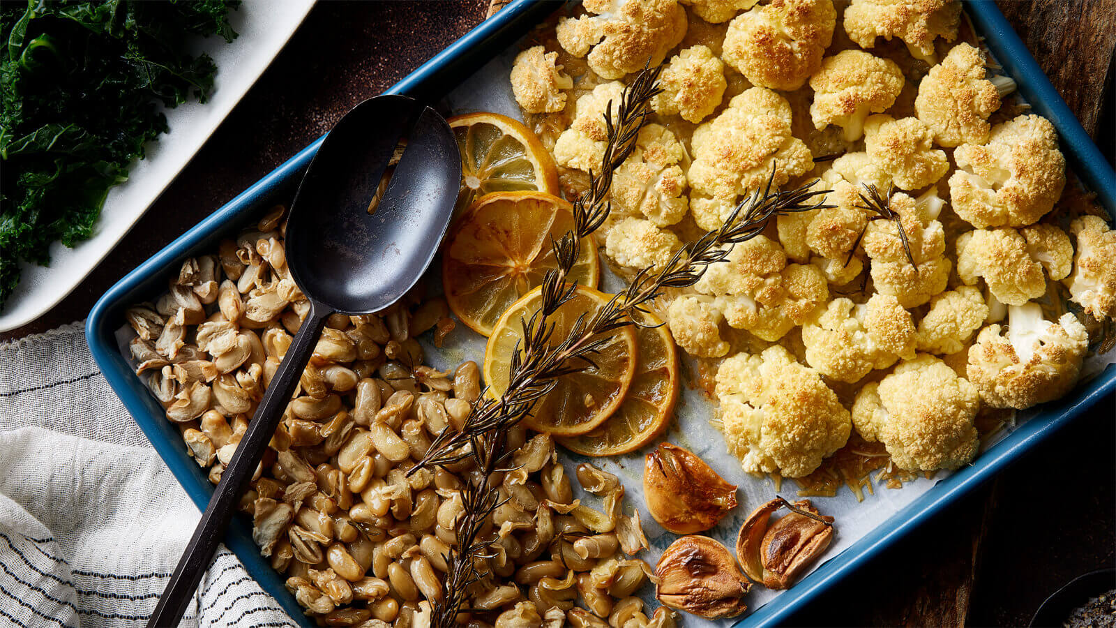 Crispy Parmesan Roasted Cauliflower With Crispy Cannellini And Kale