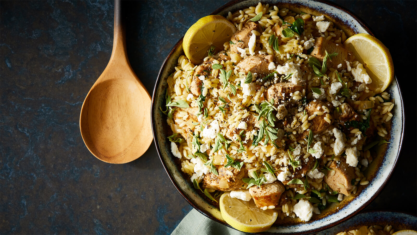 One Pot Mediterranean Chicken With Orzo & Spinach