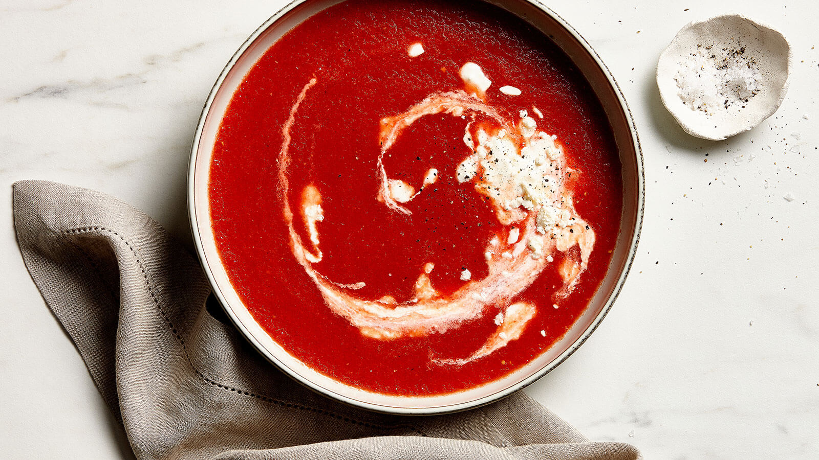 Watermelon Gazpacho with Feta Crèma