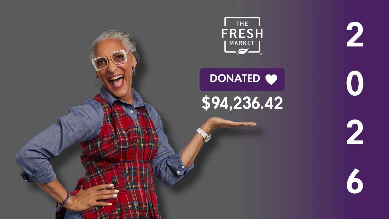Together, The Fresh Market and our guests donated a total of $94,236.42 to the Alzheimer’s Association® during June 2026.