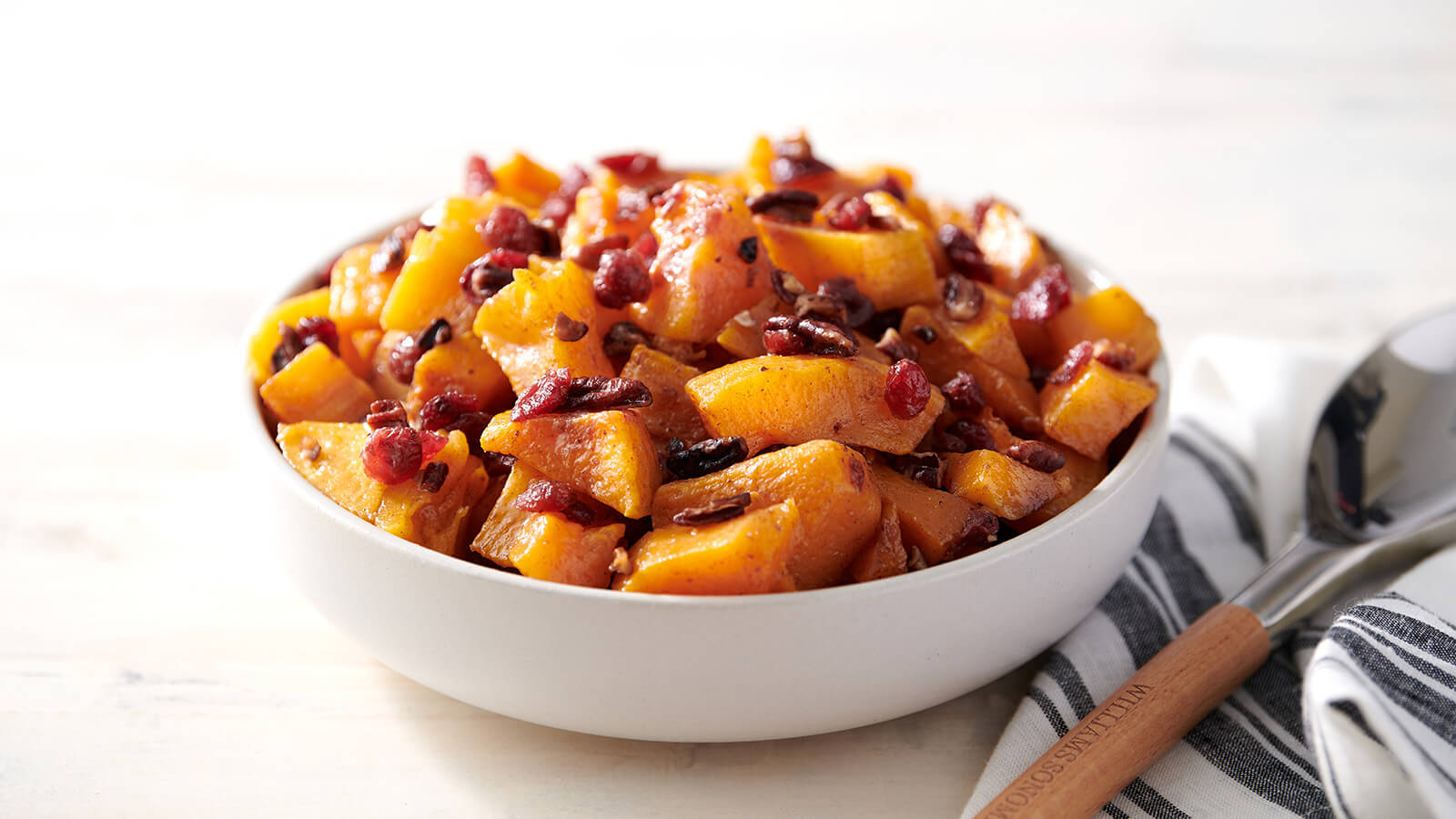 Roasted Butternut Squash with Pecans and Cranberries