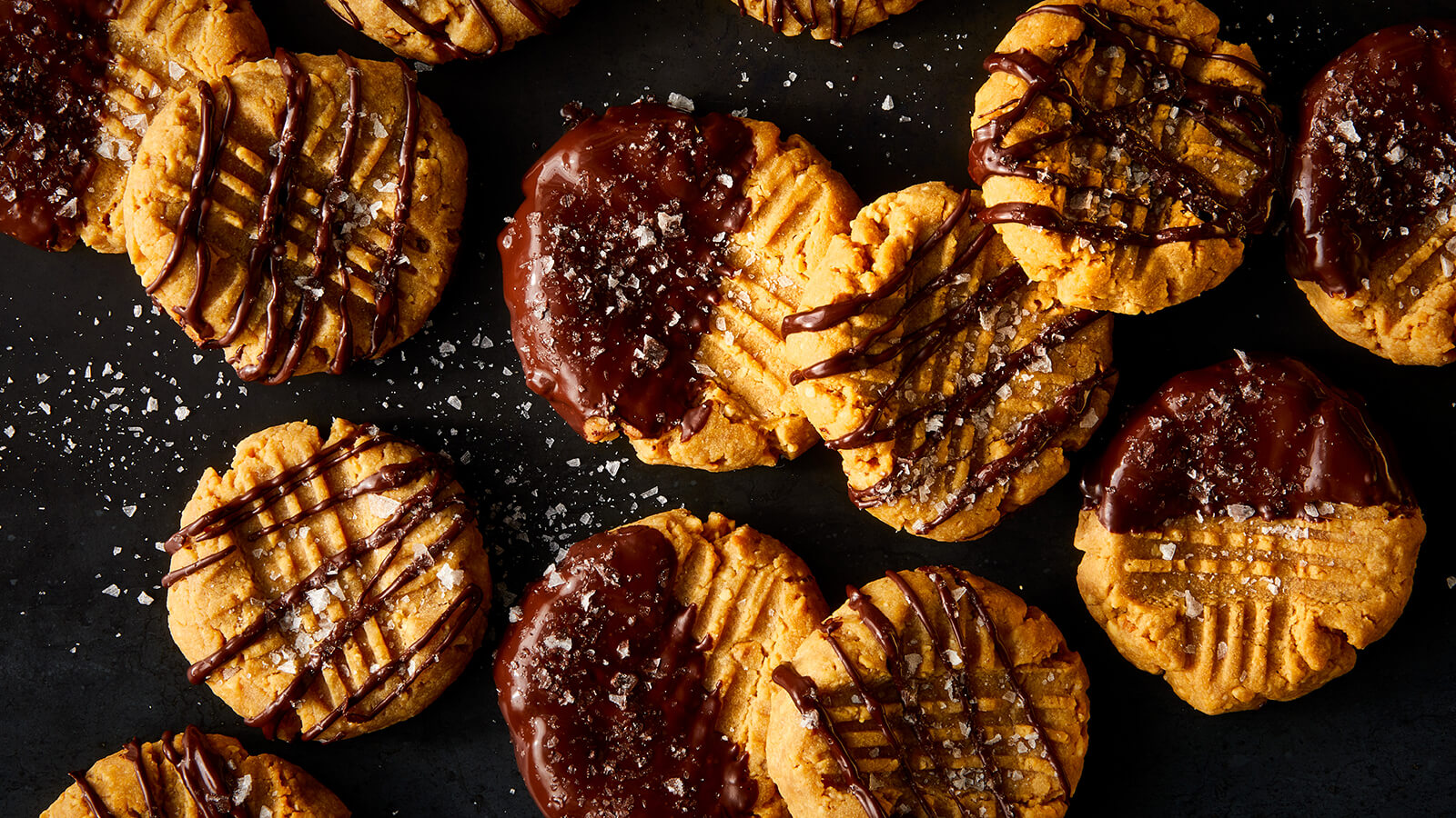 Flourless Peanut Butter Cookies with Chocolate Drizzle