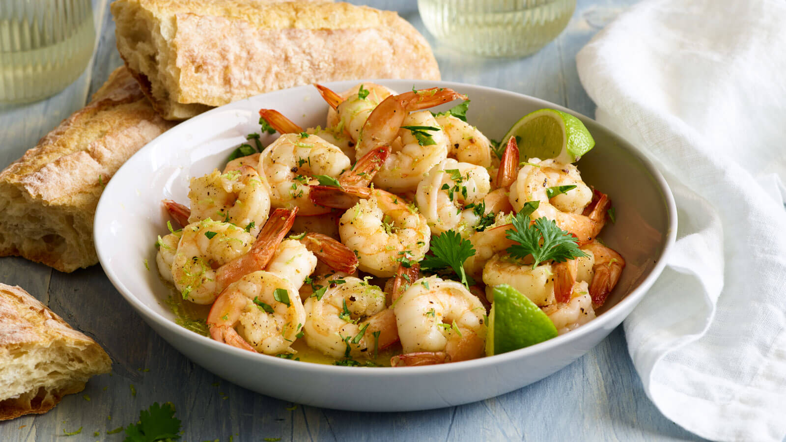 Pan Seared Shrimp with a Cilantro Wine Sauce