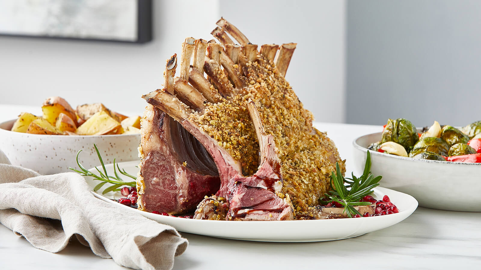 Rack of Lamb with Pistachio Crust and Pomegranate Sauce