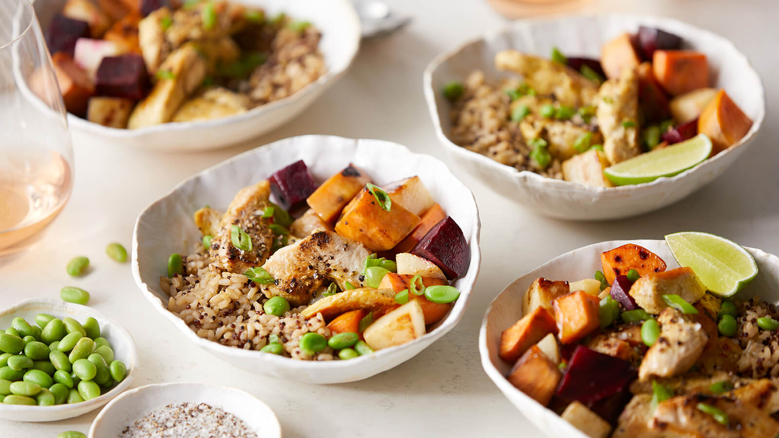 Thai Chicken and Root Vegetable Grain Bowls