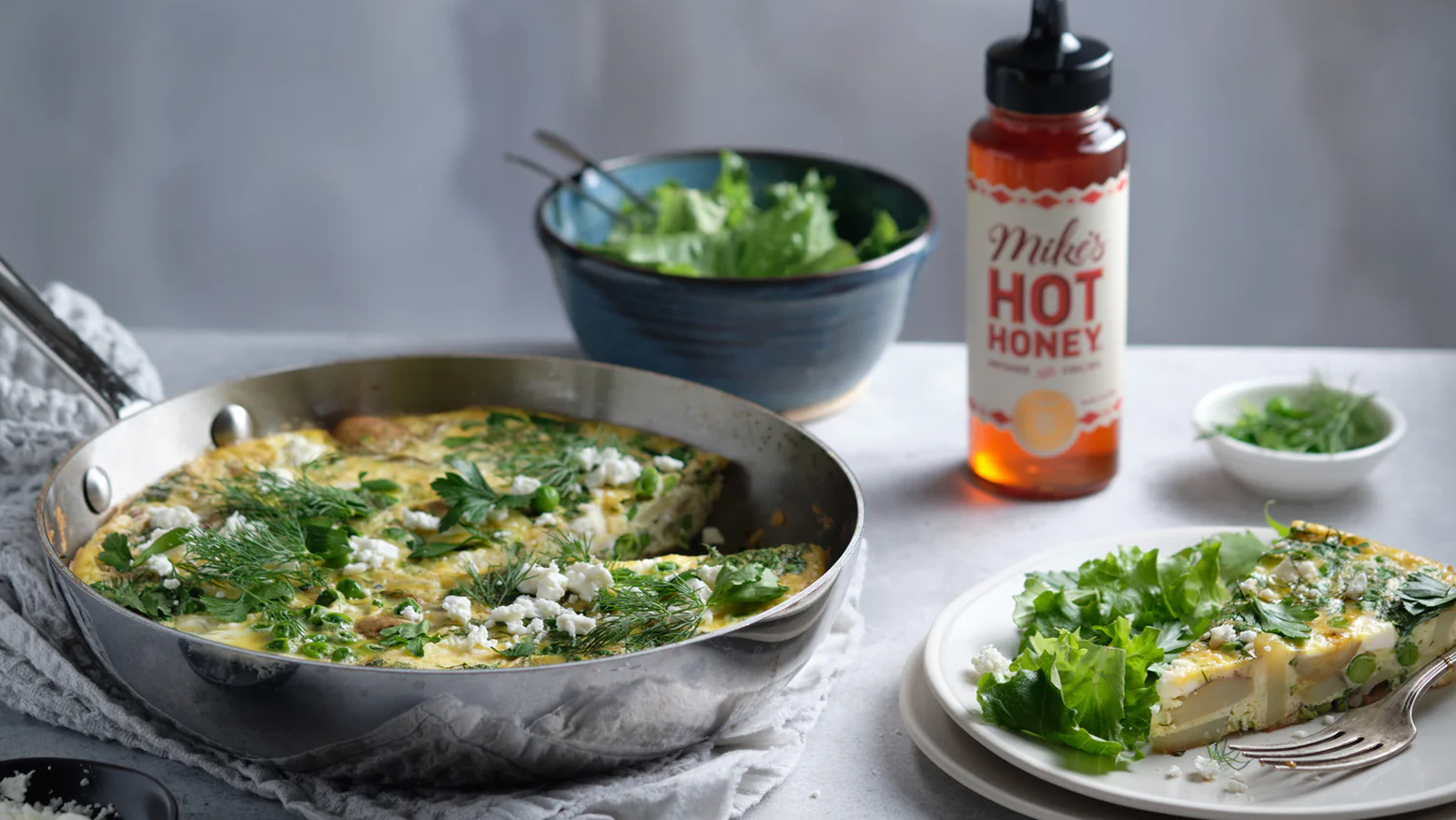 Herb Frittata with hot honey