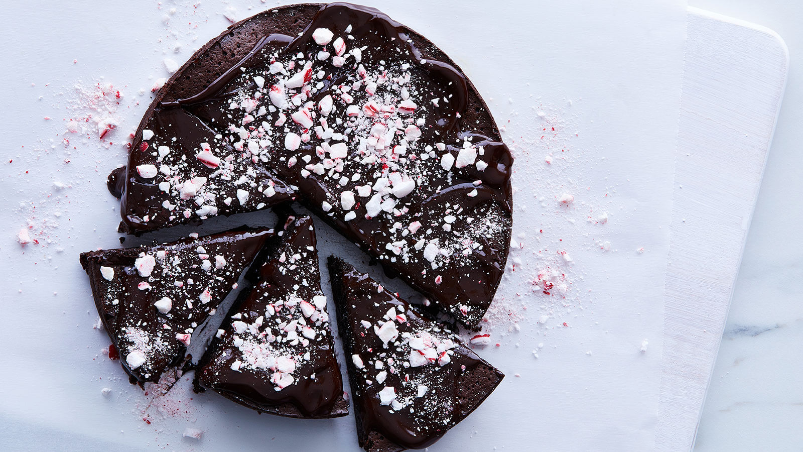 Chocolate Ganache Cake with Peppermint Crunch