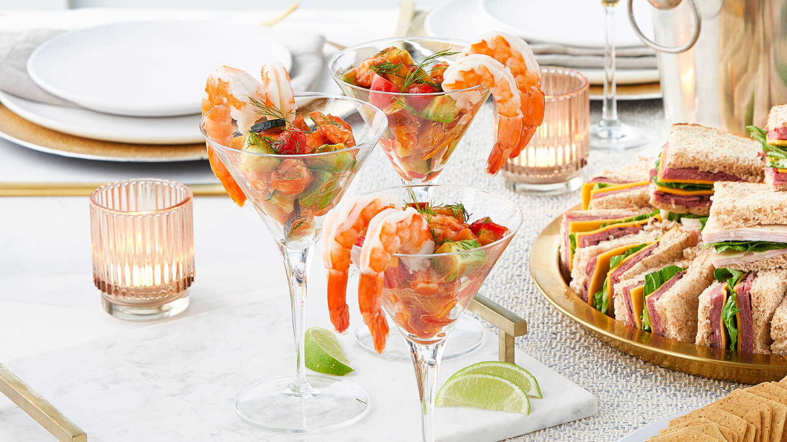 Shrimp Cocktail with Avocado, Cucumber and Peaches