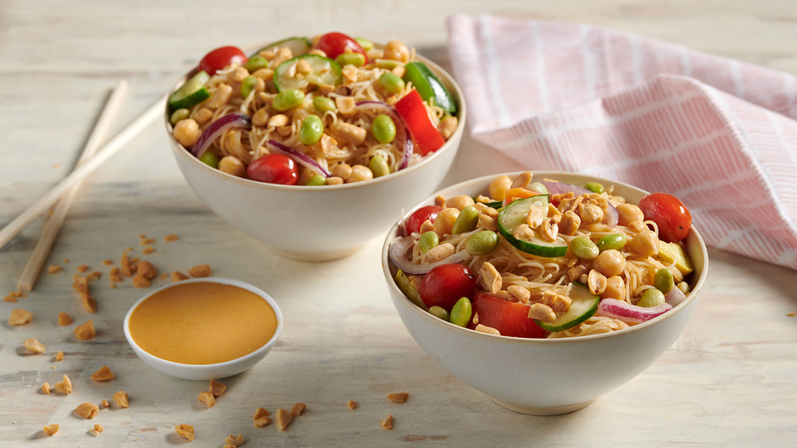 Edamame Chick Pea Vegetable Medley with noodles