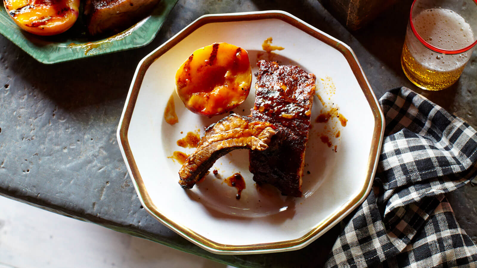 Baby Back Ribs with Grilled Peaches