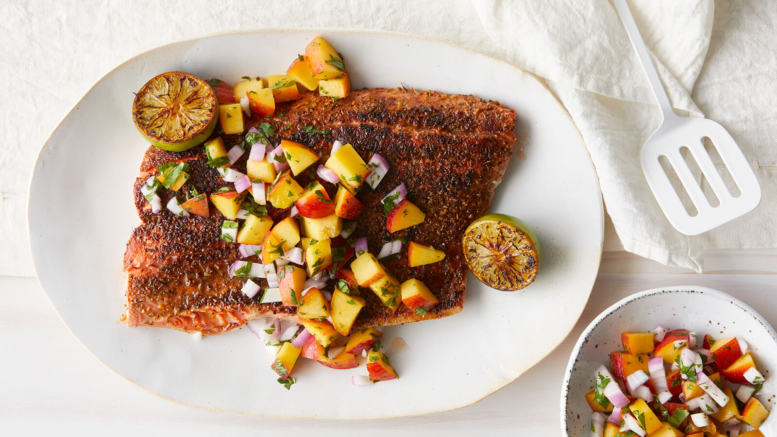 Blackened Salmon with Nectarine Salsa