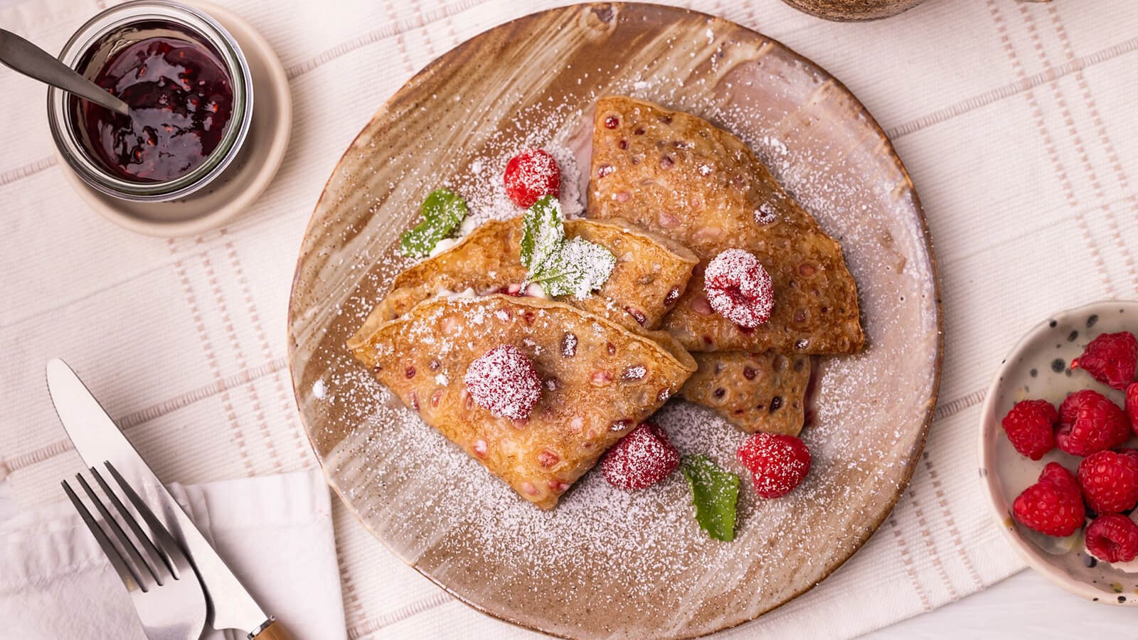 Cottage Cheese & Jam Crepes