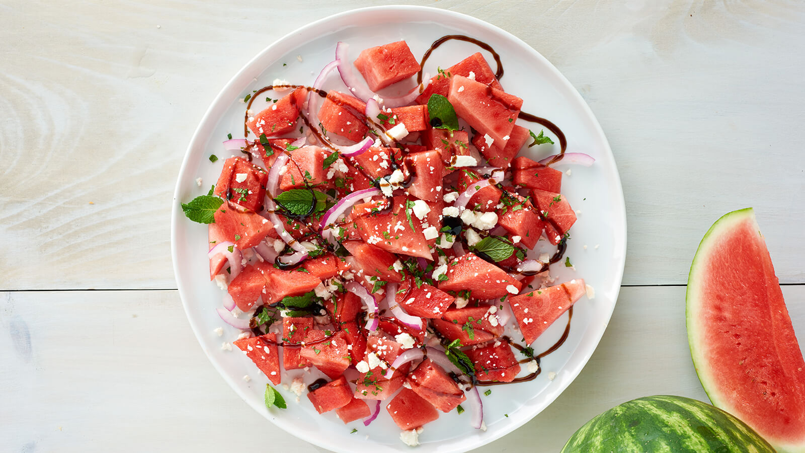 Watermelon Salad with Balsamic, Mint and Feta