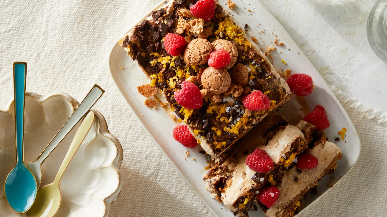 Amaretti Cookie Semifreddo with Hazelnut Cream and Dark Chocolate