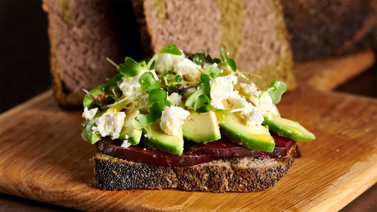 Roasted Beet and Avocado Toast with Goat Cheese