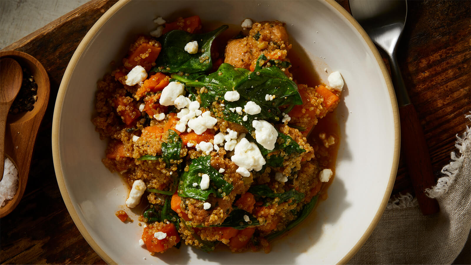 One Pot Quinoa Bowl With Chicken Sausage