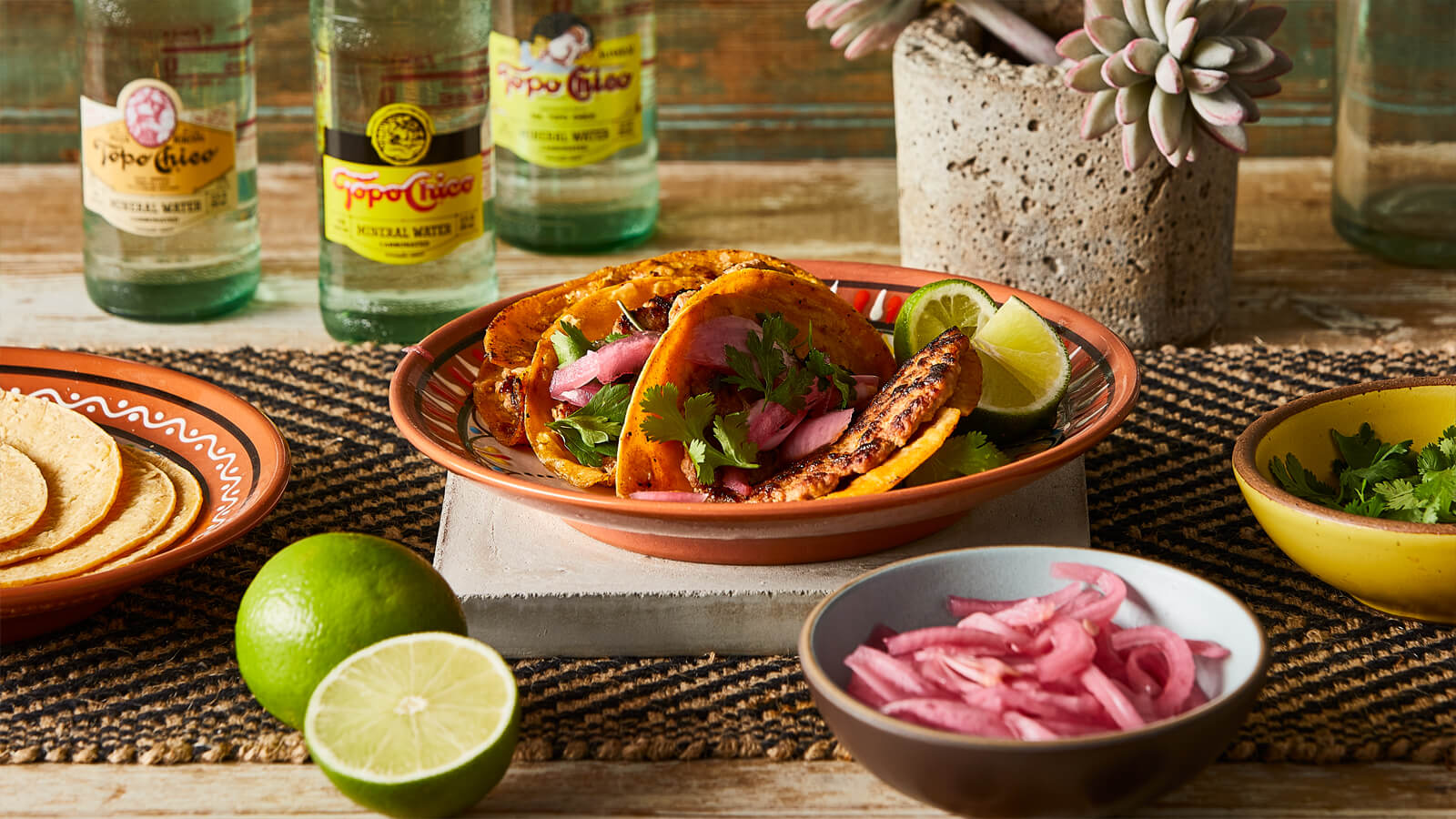 Smashed Pork Tacos with Pickled Onions and Cilantro