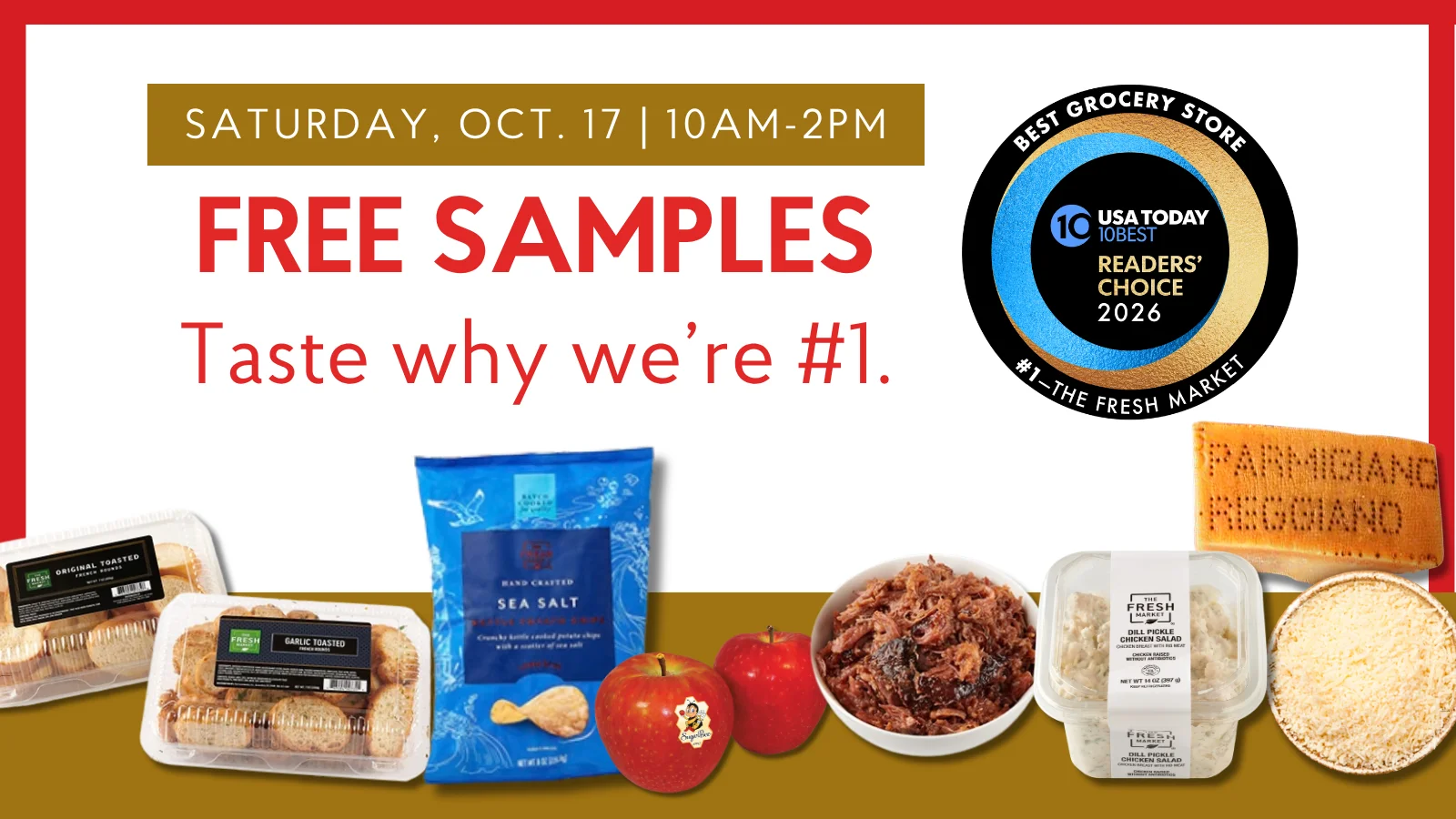 Saturday, Oct 17 from 10AM-2PM! Free Samples - Taste Why We're #1!