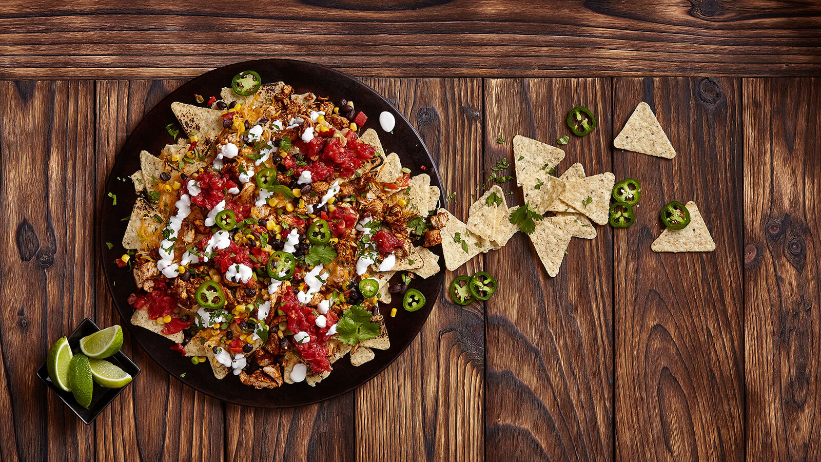 Chicken Nachos with Corn and Black Beans