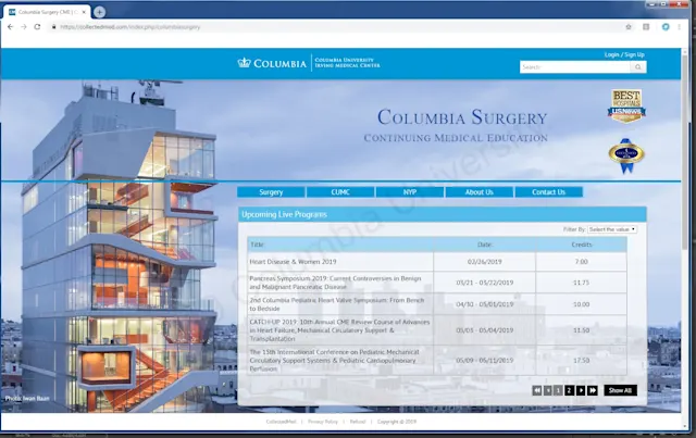 Columbia Surgery CME Webpage Design