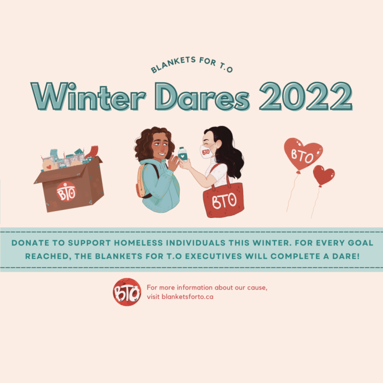 A poster for Winter Dares 2022, encouraging viewers to donate to the initiative.