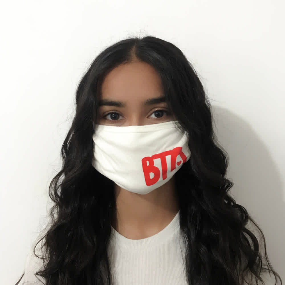 Image of person modelling Mask item on the BTO store, showing front side.