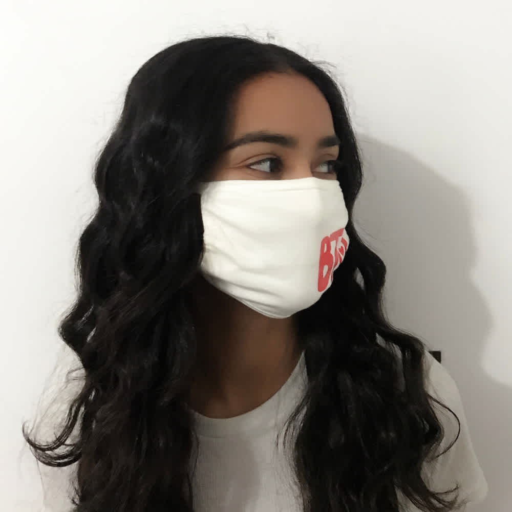 Image of person modelling Mask item on the BTO store, showing right side.
