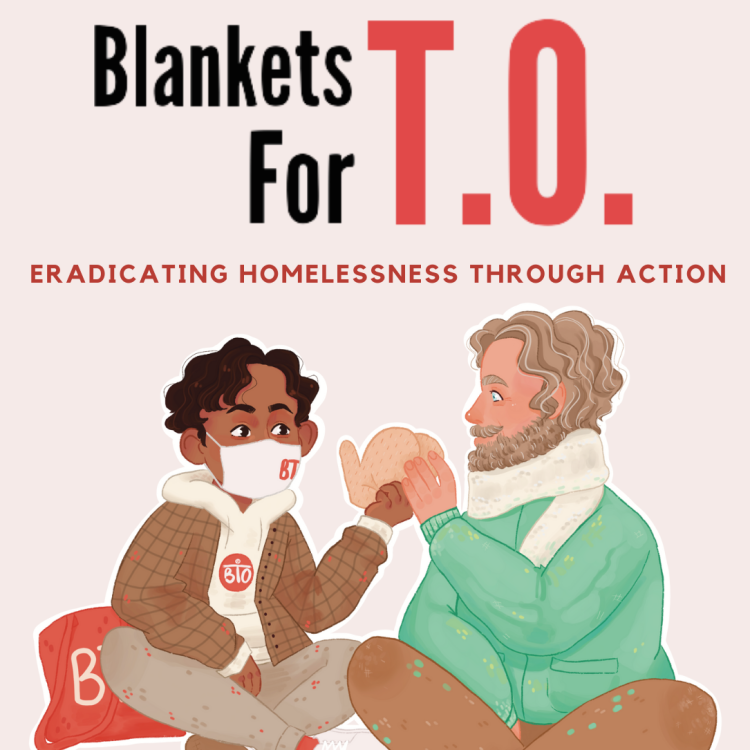 Image of person making donation to individual, in spirit of BTO's January Blanket Drive.