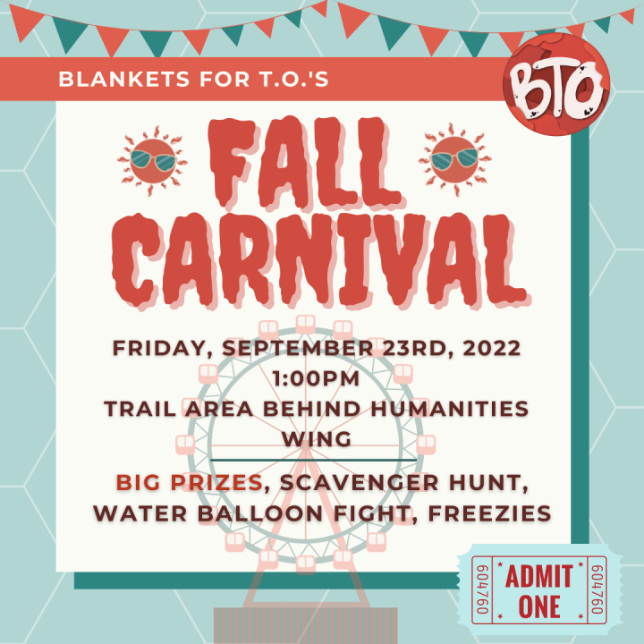 A post advertising Blanket for T.O.'s Fall Carnival event on September 23rd, 2022.
