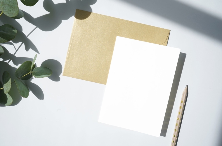 Letter envelope and card, embedded image