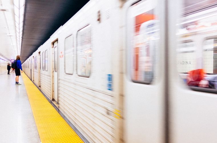 TTC subway train enters a station