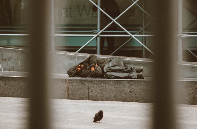 Homeless individual sleeping