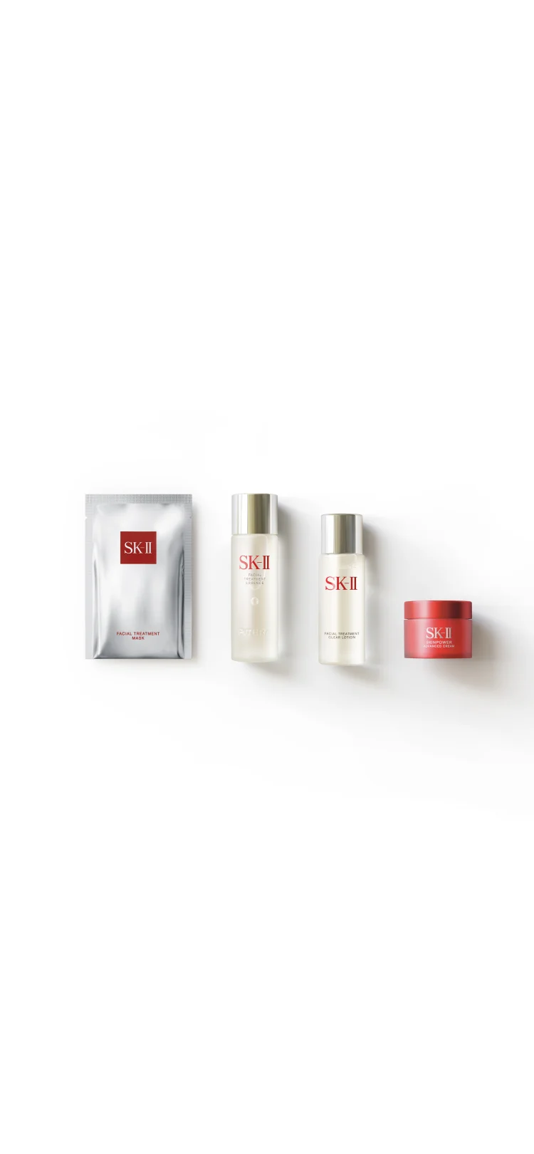 SK-II 피테라 에센스 풀라인 세트에 담겨있는 스킨케어 제품으로 통해 수분감을 경험하면서 맑고 매끈한 피부를 만들어보세요.