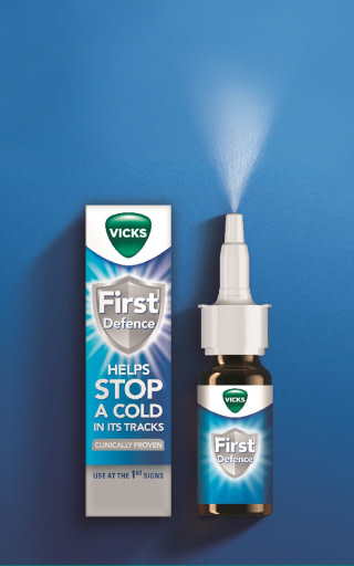 Use Vicks First Defense Nasal Spray helps stop cold in its track