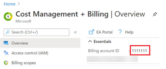 Azure Billing Account ID